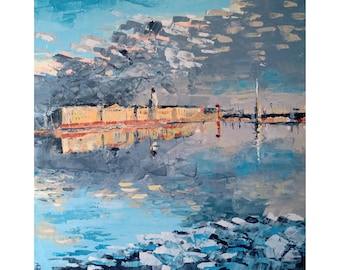 Saint Petersburg Painting, Original Oil Impasto Cityscape