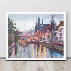 Arte de Gante Arte original IMPRESIÓN Arte de pared Impresión de arte de acuarela Impresión Giclée Pintura de Gante Póster de Gante Impresión de acuarela