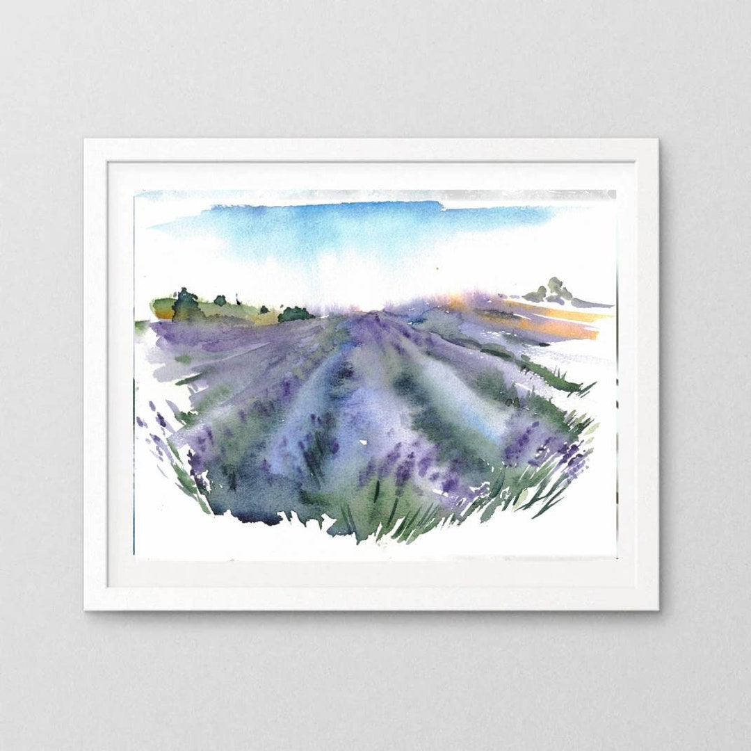 Lavender Art Wall Art Lavender Field Art Giclee Print Art Etsy