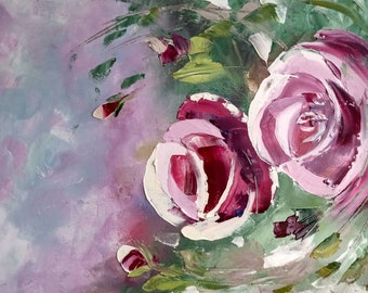 Painting tutorial Roses art lesson English art tutorial How to paint roses with a palette knife tutorial. 30 min. Difficulty level **