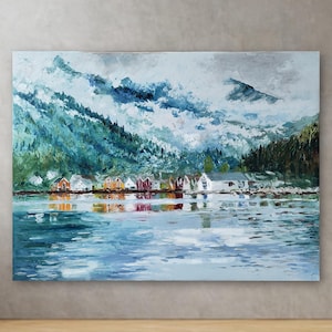 Norway art Original art Oil painting Scandinavian art Norway landscape Tromso art Lofoten art Original painting Impasto oil art
