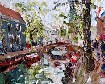 Amsterdam Cityscape Art : Original Oil Painting Style