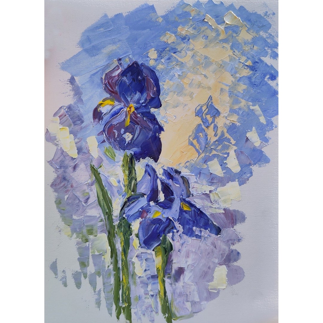 Iris Painting Flower Original Art Impasto Oil Art Floral Small Art ...