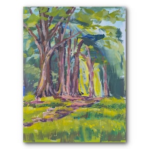 Bos kunst originele schilderijen gouache kunst dennen kunst bos kunst heide landschapskunst originele kunst gouache natuur kleine foto gouache artwork