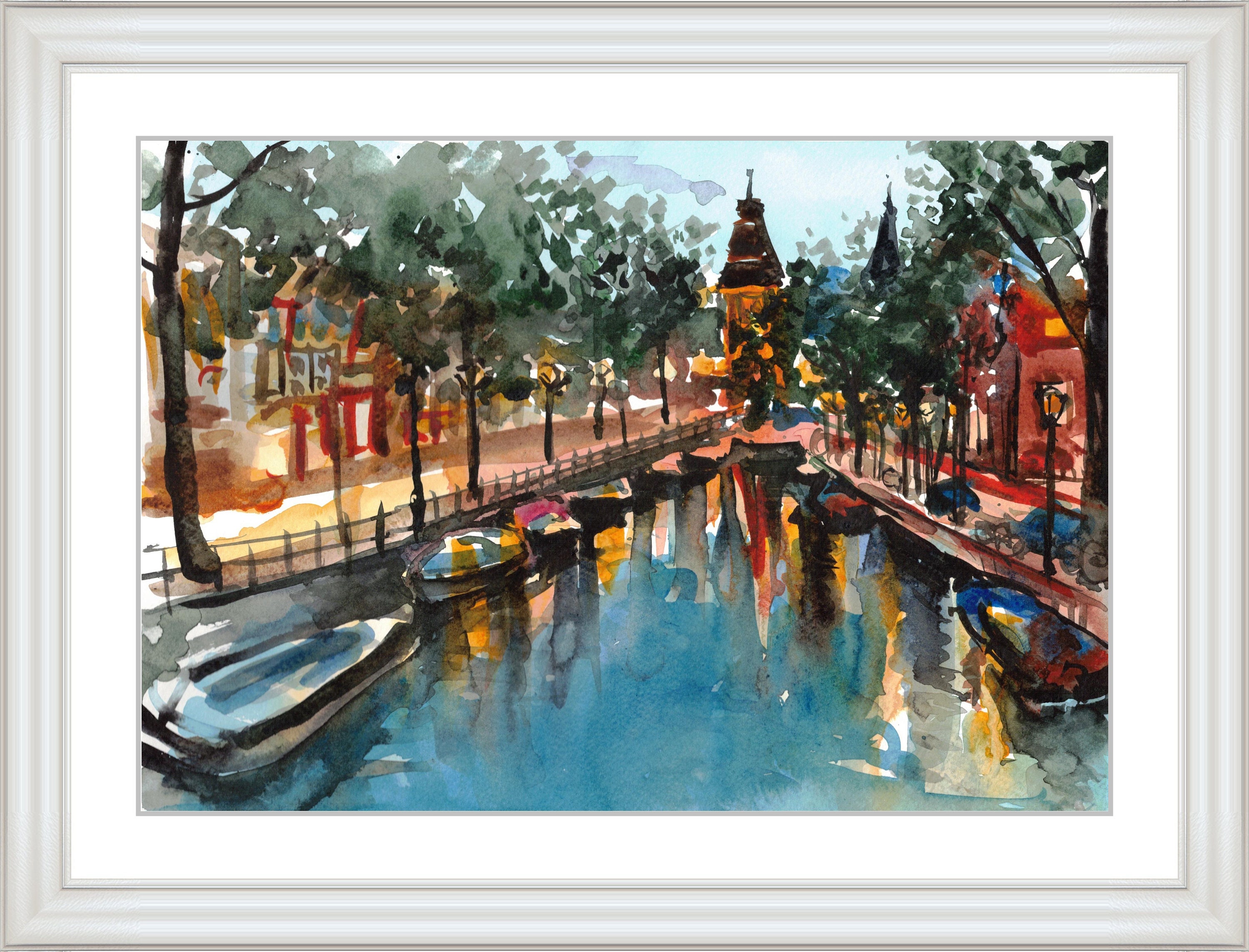 Amsterdam painting Original art Watercolor artwork Cityscape Etsy