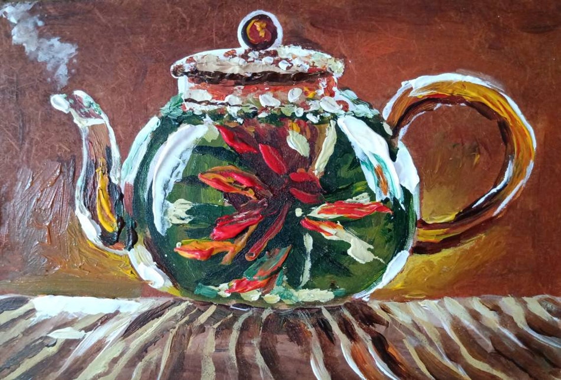 Teapot painting Original art Teapot artwork Small painting Etsy