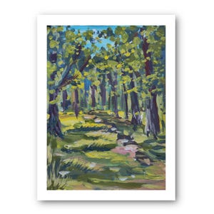 Original Gouache Forest Painting: Moorland Pines Art