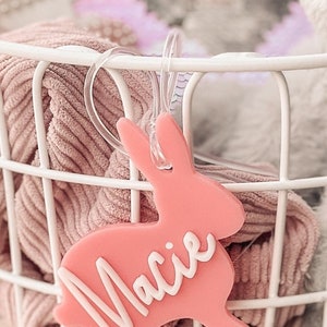 Acrylic Bunny Tag, Easter Basket Bunny Tag, Personalized Bunny Basket Tag, Pastel name tag, Custom Easter basket tag, kids easter, gift tag