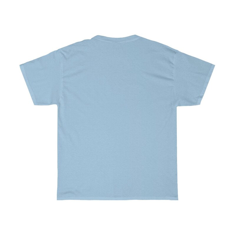 May include: A light blue t-shirt with short sleeves.