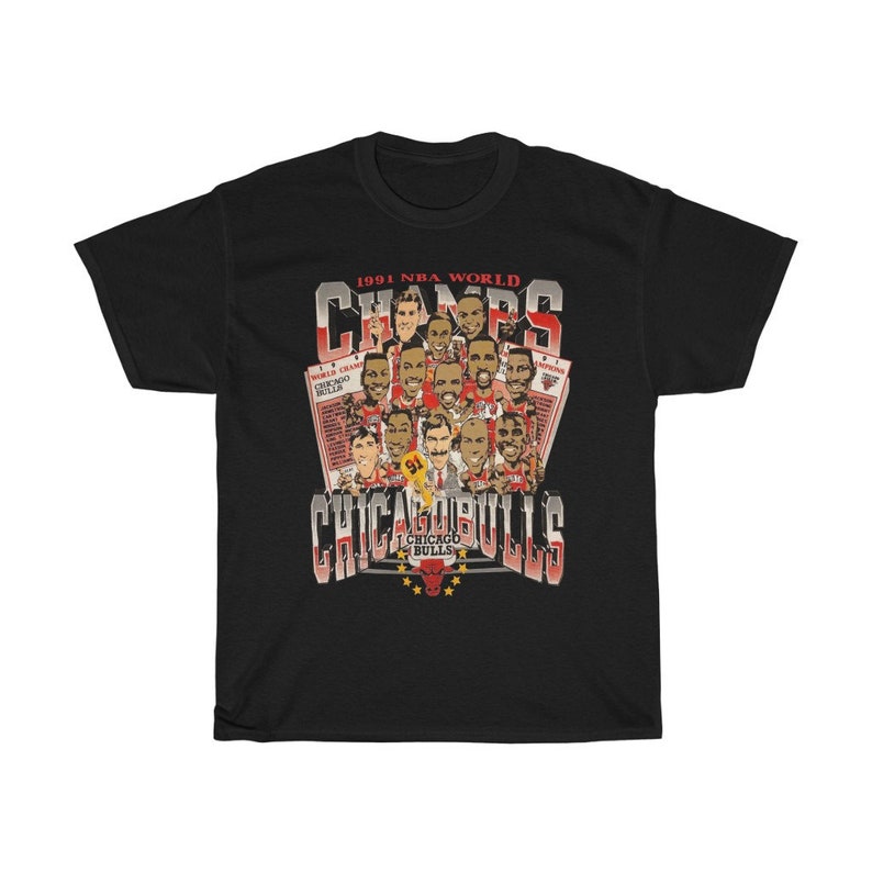 90s Chicago Bulls 1991 NBA Champions Caricature T-Shirt | Etsy