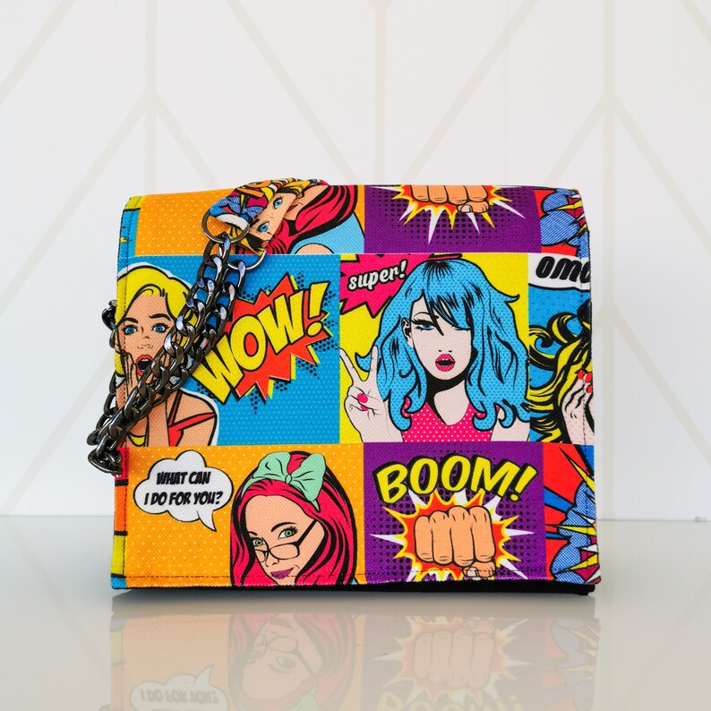 Pop Art Bag, Shoulder Purse for Women With Chain, Colorful Artistic Handbags, Best Friend Gift ...