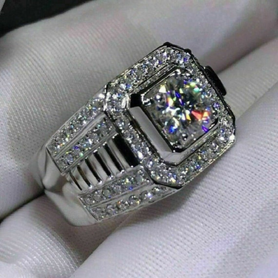 14k Gold Over Ring Hip Hop Ring Custom Ring Man Diamond Ring | Etsy