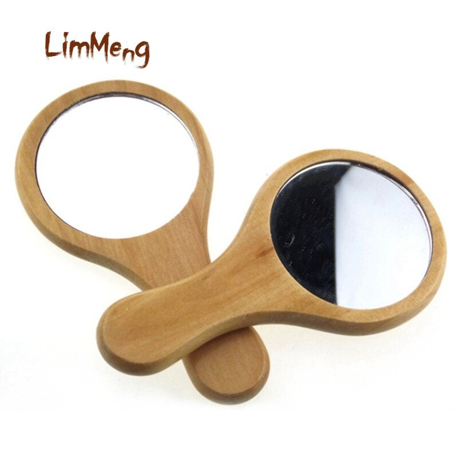 Natural Wood Mirror Wooden Hand Mirror Vintage Portable Etsy