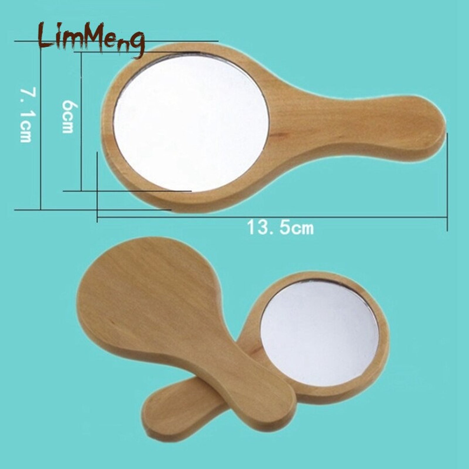 Natural Wood Mirror Wooden Hand Mirror Vintage Portable Etsy