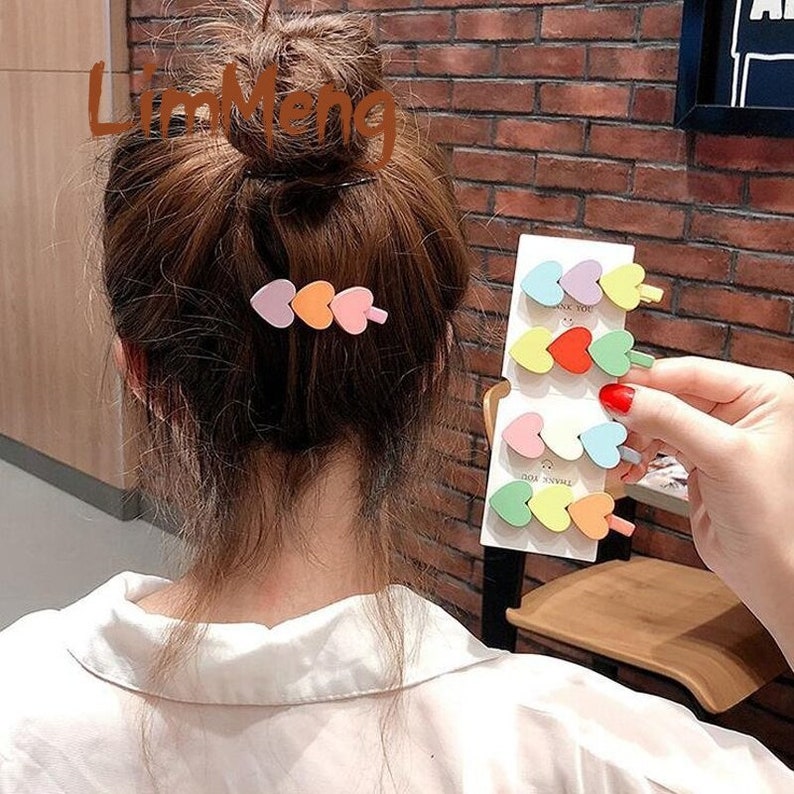 Geometric Hair Accessories Fashion Wooden Barrettes Simple Women Girls Cartoon Hair Clips New Candy Color Heart-shaped Hairpins