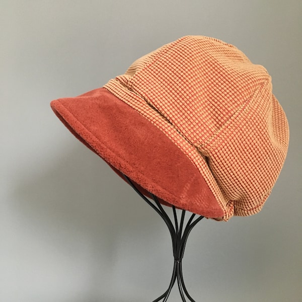 Chapeau slouchy TAMIKA velours orange visiere contrastee