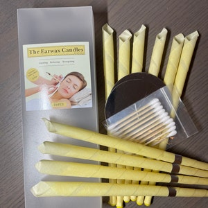 10, 20, 50, 100 pcs EarWax Candle Clean Ear-wax Hollow Blend Cones Natural Beeswax includes Q-Tips, and Disk imagem 1
