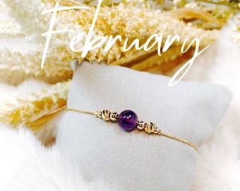 Amethyst Birthstone Bracelet | Gold Plated, February Jewelry