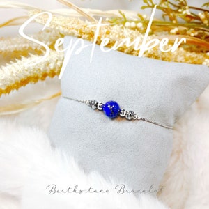 September Birthstone Bracelet | Sapphire - S925 Silver Plated Lapis Lazuli Gemstone Bracelet