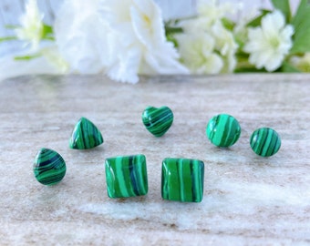 Malachite Gemstone Hypoallergenic Surgical Steel Stud Earrings