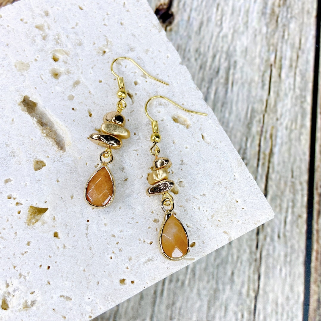 Orange Starburst Oval Earring main image 0