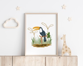 Hand Drawn Toucan Print - Nursery Wall Art