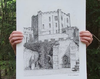 Durham Castle, Illustration Print