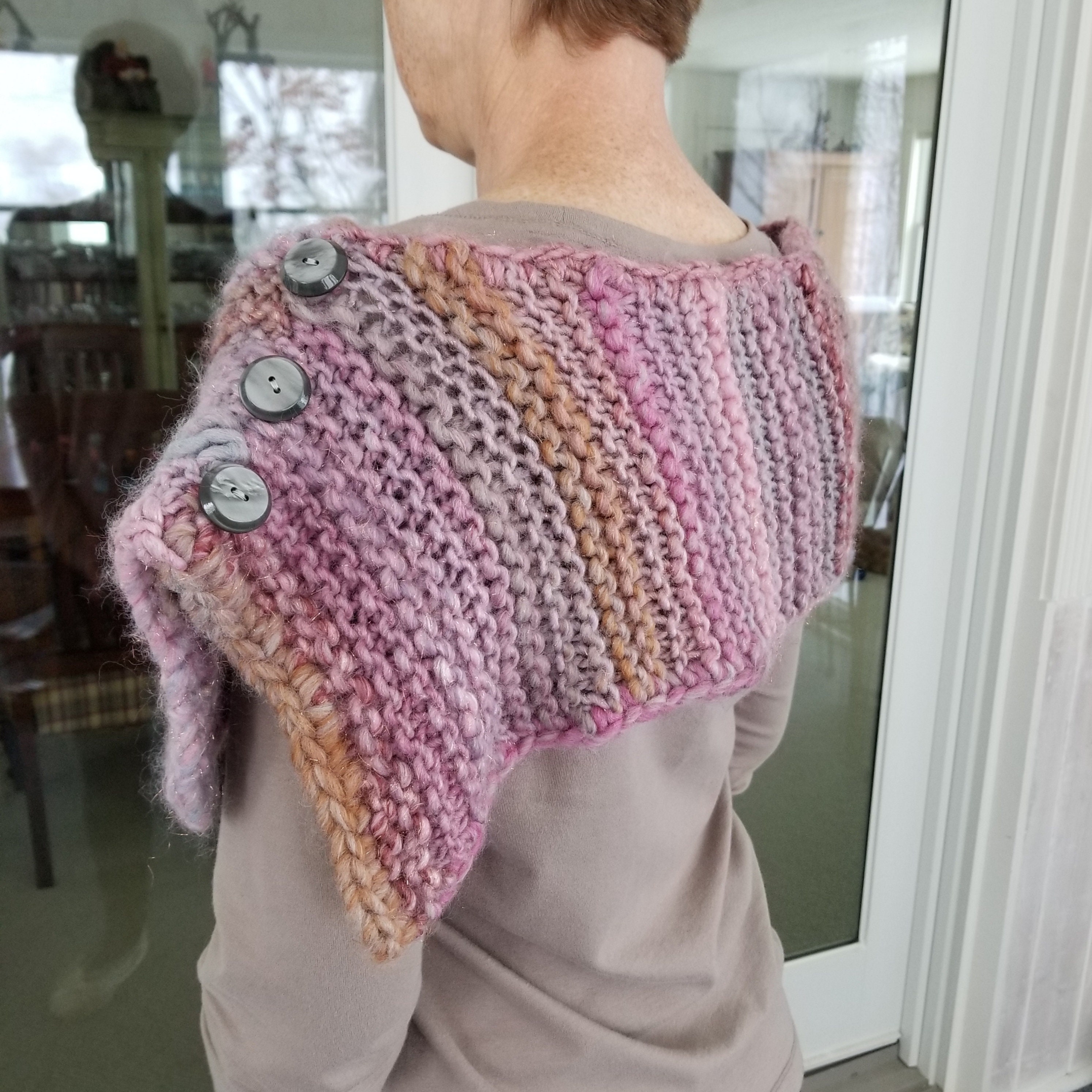 Hand Knit Shrug with Button Decor Etsy