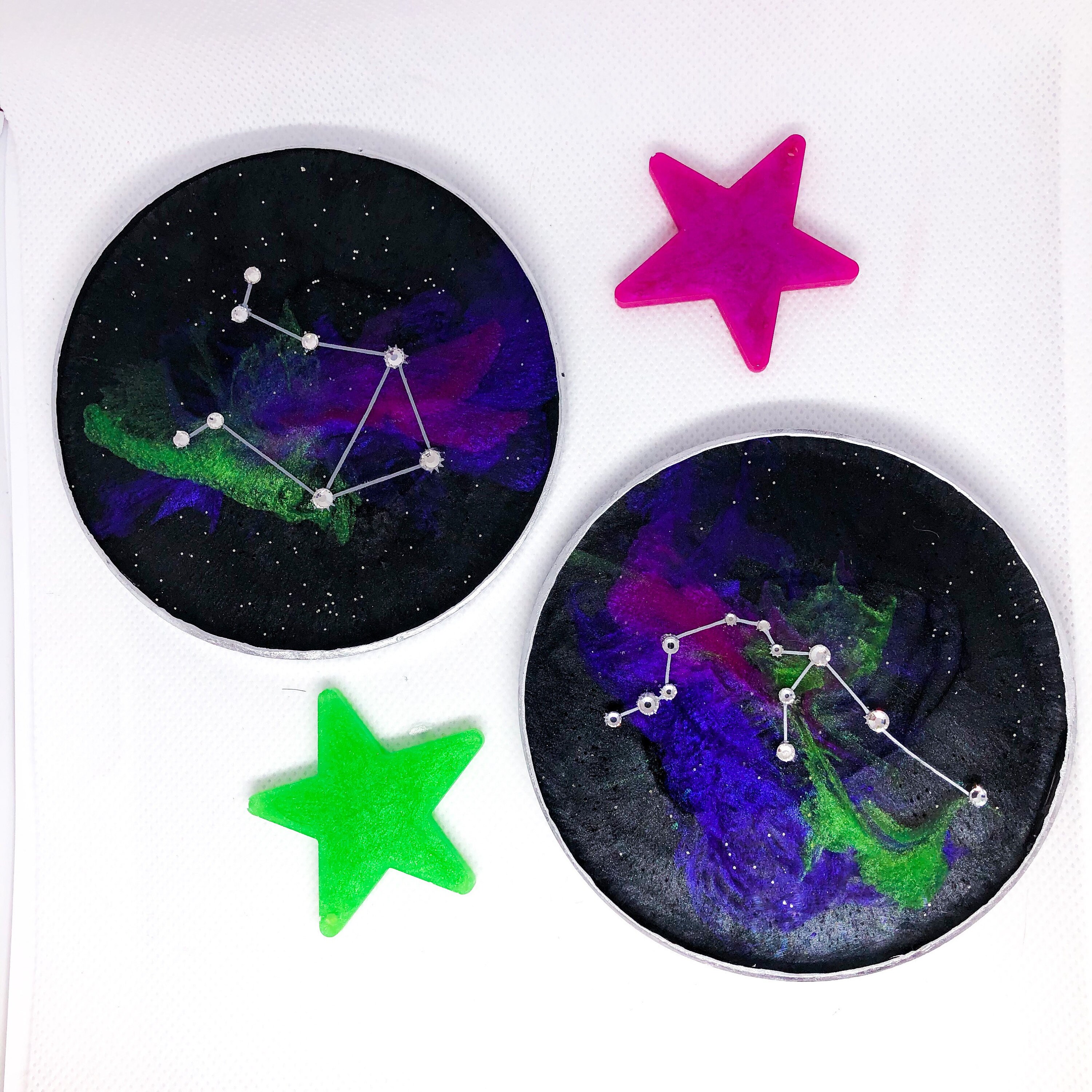 Zodiac Sign Collection Epoxy Resin Wall Art Coasters | Etsy