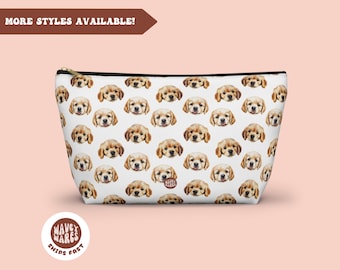 Cute Golden Retriever Puppy Dog Toiletry Bag, Cute Bull Dog Gift, Dog Mom Gift, Zip Bag, Cosmetic Bag, Dog Pencil Case Makeup Bag