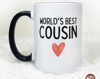 El mejor regalo del mundo para un primo, regalo personalizado, regalos de cumpleaños, taza personalizada para un primo, regalo para un primo, taza de agradecimiento, regalo de Navidad para él.