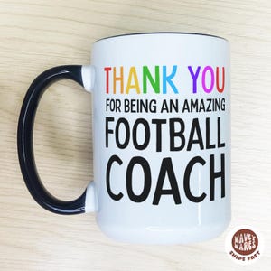 Football Coach Thank You Coffee Cup Mug, Custom Coach Gift Ideas Soccer Coach Gift, American Football Gift For Coach Personalized Coach Gift