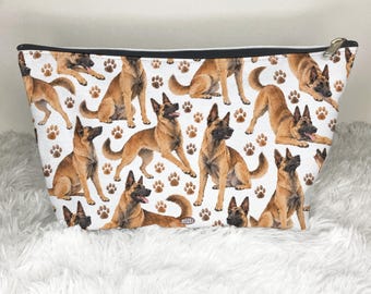 Belgian Malinois Dog Zip Bag, Cute Dog Lover Gift, Dog Pet Owner Present Travel Bag, Cosmetic Bag, Makeup Bag, Toiletry Bag Purse
