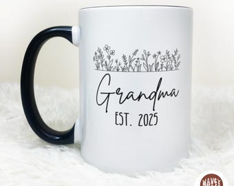 Neues Oma Geschenk, Oma Est, erste Zeit Oma, personalisierte Tasse, Mimi Nana Gigi benutzerdefinierte Kaffeetasse, Muttertagsgeschenk, Ankündigung