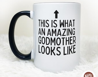 Erstaunliche Patin Tasse, individuelles Geschenk für Paten, personalisierte Patin Wertschätzung Geschenke, neue Patin Taufe Tassen