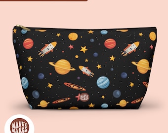 Space Adventure Zip Bag, Zip Pouch, Cosmic Travel Bag, Galaxy Makeup Case, Planet Pouch Gift, Celestial Toiletry Bag, Astronomy Cosmetic Bag