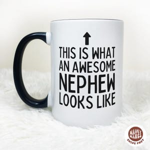 Gift for Nephew, Awesome Nephew Birthday Present, Funny Coffee Mug Cup, Family Love Mug Relative Christmas Gift Thanksgiving Gift for Nephew
