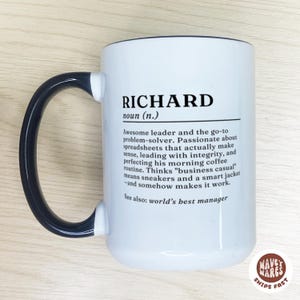 Custom Dictionary Name Coffee Mug, Name Definition Cup, Personalized Name Definition Mug Manager Boss Coworker Colleague Office Gift for Him