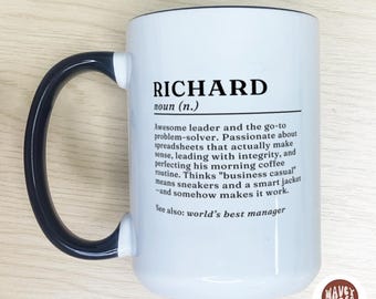 Benutzerdefiniertes Wörterbuch Name Kaffeetasse, Name Definition Tasse, personalisierte Name Definition Tasse Chef Mitarbeiter Kollege Büro Geschenk für Ihn