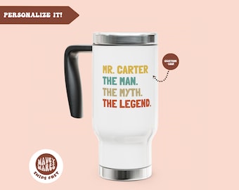 Männlicher Lehrer Geschenk, kundenspezifischer Lehrer-Reisebecher-Becher, personalisierte Lehrer-Tasse, Lehrer-Kaffeetasse, Ende des Jahres-Lehrer-Geschenke, Wertschätzung