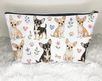Chihuahuas Zip Bag, Toiletry Bag, Chihuahua Lover Gift, Chihuahua Owner Gift, Dog Mom Gift, Travel Bag Cosmetic Bag, Snack Treat Makeup Case