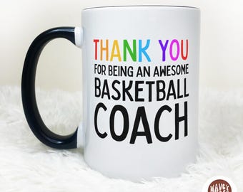 Personalized Basketball Coach Thank You Coffee Mug, Basketball Coach Appreciation Gift, Basketball Coach Gift College Basketball Cup