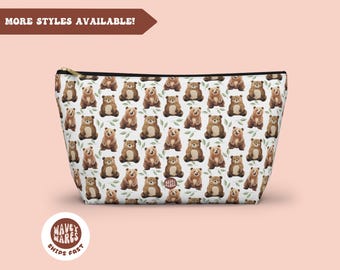 Neceser con forma de oso, bonito regalo de oso pardo grizzly, regalo para amantes de los animales, bolsa de viaje, neceser, estuche de almacenamiento, neceser de maquillaje, estuche para lápices, bolsa con cierre