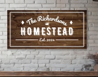 Custom Homestead Sign Personalized Housewarming Gift Home Decor Farmhouse Wall Art Family Farm Sign Canvas Print Personalized Gift