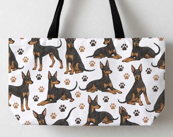 Manchester Terrier Dogs Tote Bag Large Tote Bag 24x13" Cute Canvas Tote Gift For Animal Pet Lover Big Dog Tote Beach Tote Shopping Bag