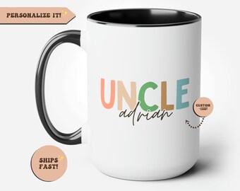 Personalized Uncle Name Mug, Custom Uncle Gift, Aunt Gift, Uncle Cups Pregnancy Reveal, Promoted to uncle, Pregnancy Announcement | WAVMERCE