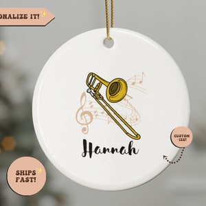 Personalized Trombone Ornament, Trombone Gifts, Trombone Player Gifts, Trombone Horn Instrument Trombonist Gifts, Trombonist Christmas Gift