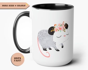 Cute Opossum, Possum Lover Gift, Possum Mug, Decorative Mugs Opossum, Friends Gift Mug, Two Tone Coffee Cup Tea, Cute Mug Gift, Wild Animal