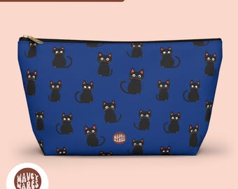 Bolsa de accesorios con bonito diseño de gatos negros, neceser, estuche para cosméticos, organizador de maquillaje, bolsa de viaje, regalo para mamá gata, papá felino, amante de los gatos