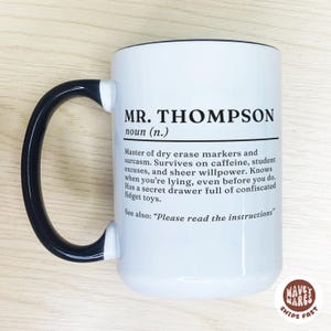 Male Teacher Gift, Custom Teacher Coffee Mug, Appreciation, Personalized Teacher Cup, Teacher Gift for Him End Of Year Teacher Gifts for Him